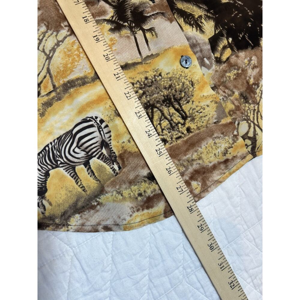 Kathy Che Women's Safari button blouse Print Chiffon Shirt Sz 16 Elephant Zebra - Picture 4 of 5